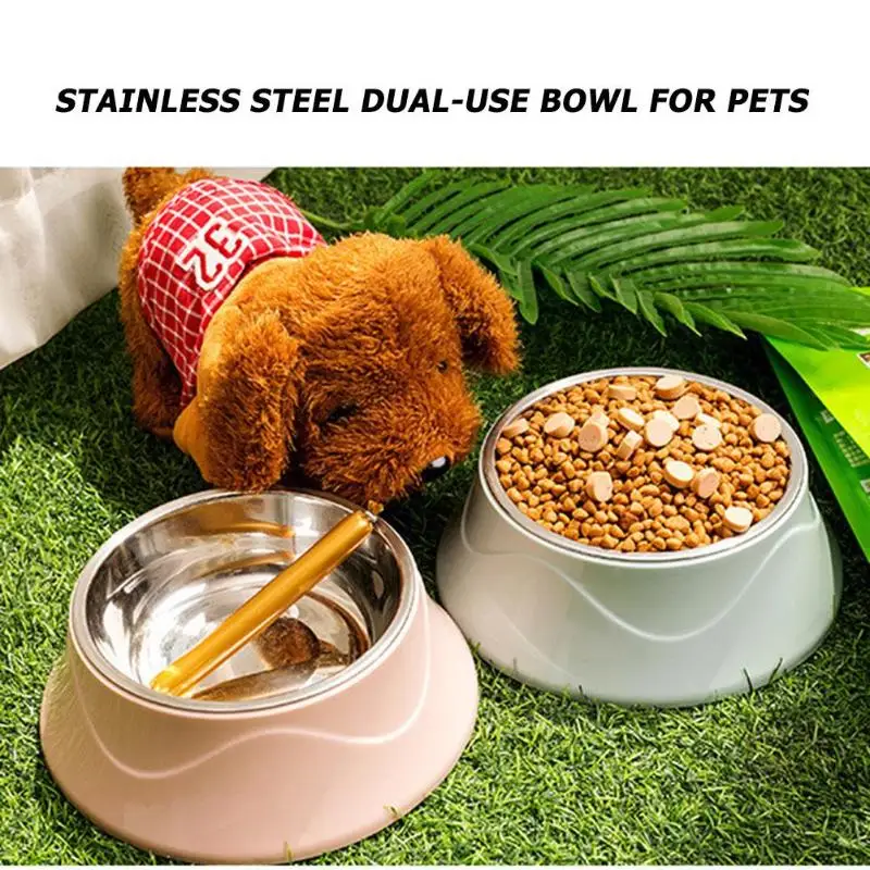 Stainless Steel Non-Slip Double Dog Bowls Food Drinking Water Feeder Pets Supply Dog Pet Feeding Bowl Supplies