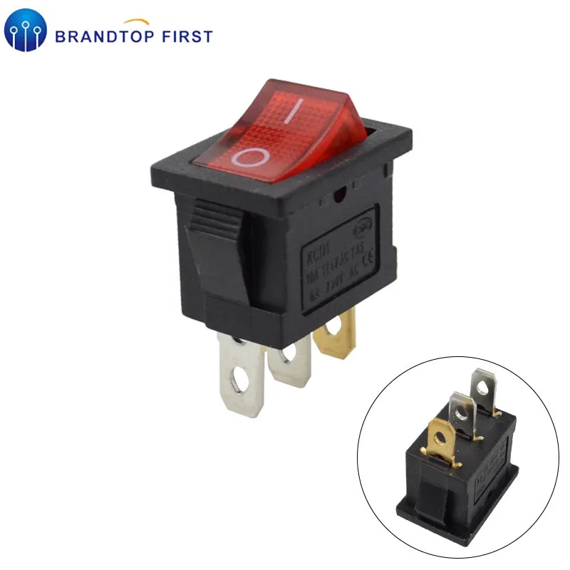 1 шт. KCD1 3Pin лодка автомобиля кулисный переключатель 6A/10A 250 V/125 V AC красный желтый зеленый синий черный кнопка - Цвет: Красный