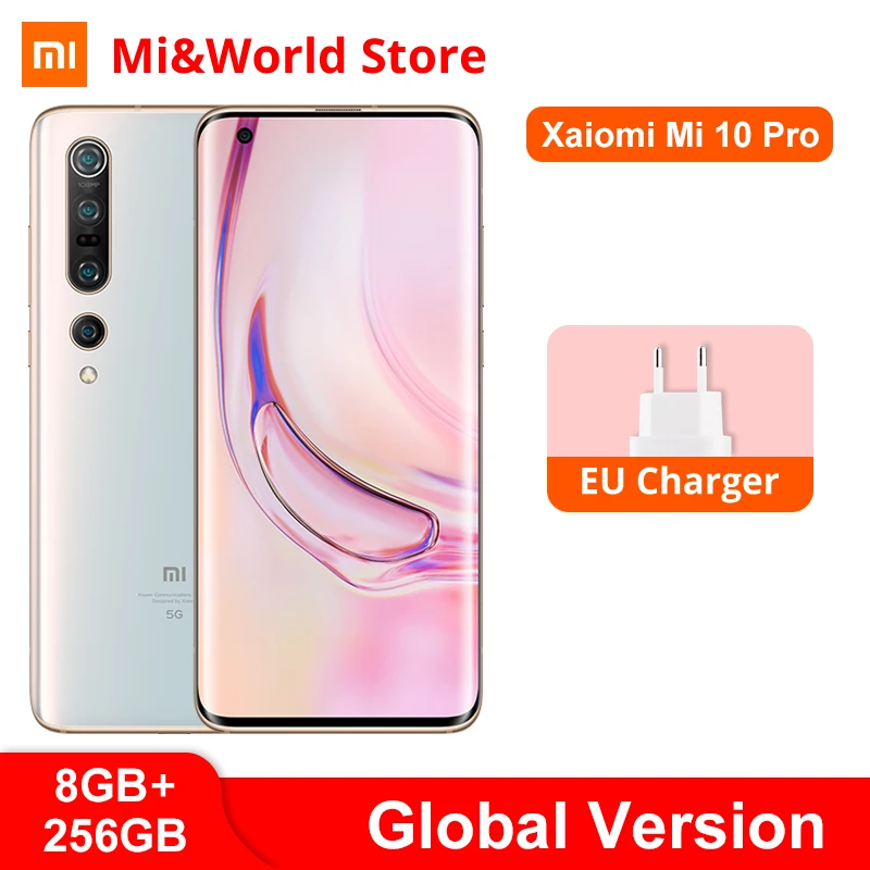 Глобальная версия Xiaomi Mi 10 pro 8 Гб 256 мобильный телефон 5G Snapdragon 865 Octa Core 108MP Quad Camera 6 67