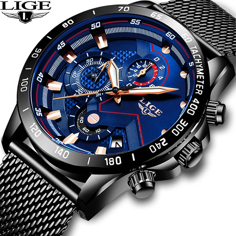Ceny LIGE 2019 nowych moda męskie zegarki Top luksusowa marka mężczyźni zegarki sportowe męska zegar kwarcowy mężczyzna pełna stal wojskowy zegarek na rękę