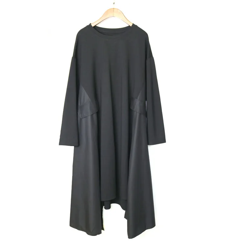 

Women Dress New Round Neck Long Sleeve Irregular personality Loose Fit Oversize Pockets Fashion Autumn 2019
