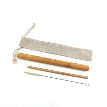 

Bamboo Drinking Straw Biodegradable Reusable Wood Cocktail Straws Tableware with Cleaning Brush