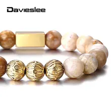 10 мм натуральный камень бисер стрейч браслет с гравировкой для мужчин и женщин тигровый глаз орла черный шарик из нержавеющей стали Шарм 17-20 см DPZ017