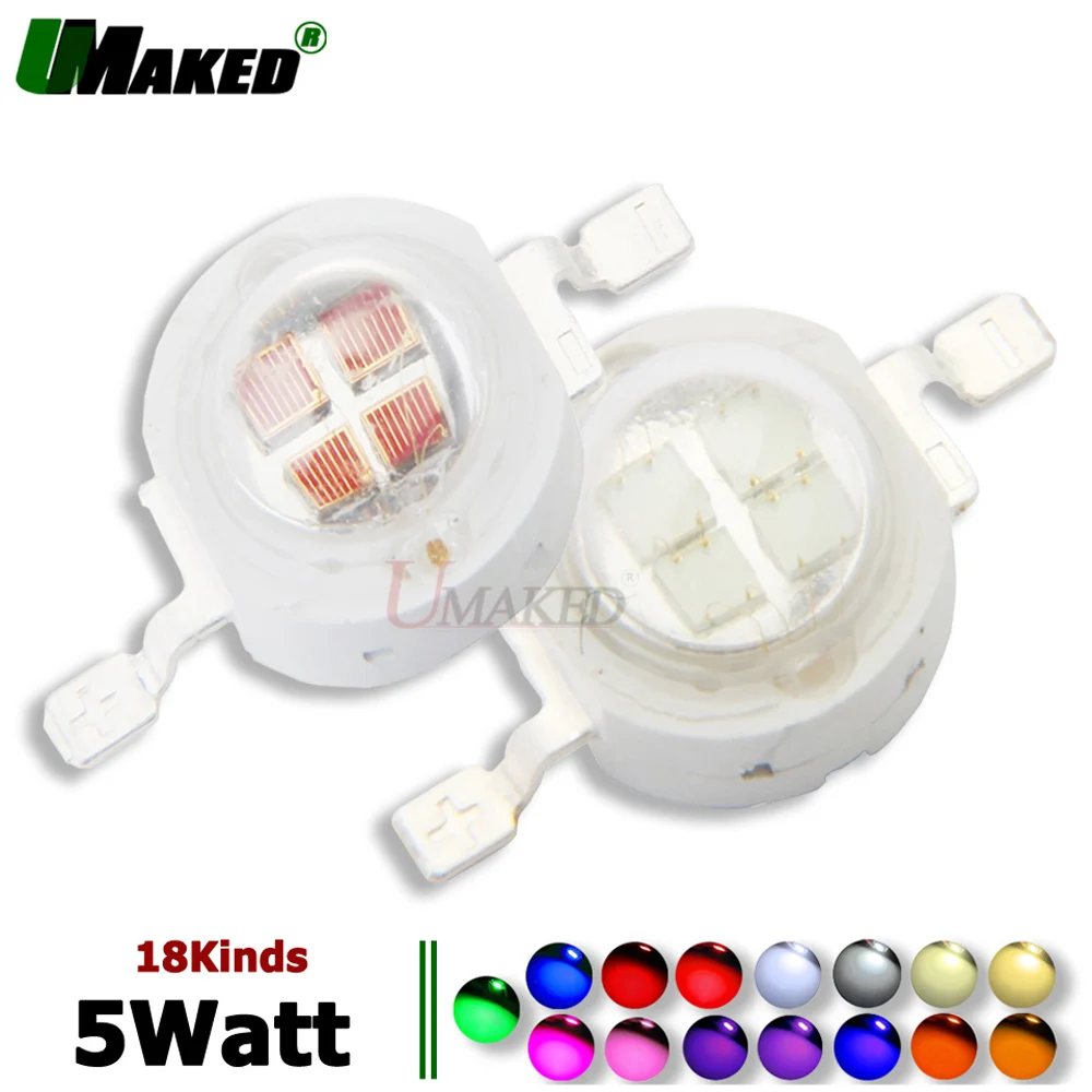 High Power 5W LED COB Epistar 4x45mil Bulb Light chips DC6-7V 700mA SMD Diode White Red Blue Yellow Green For led Spotlight | Лампы и