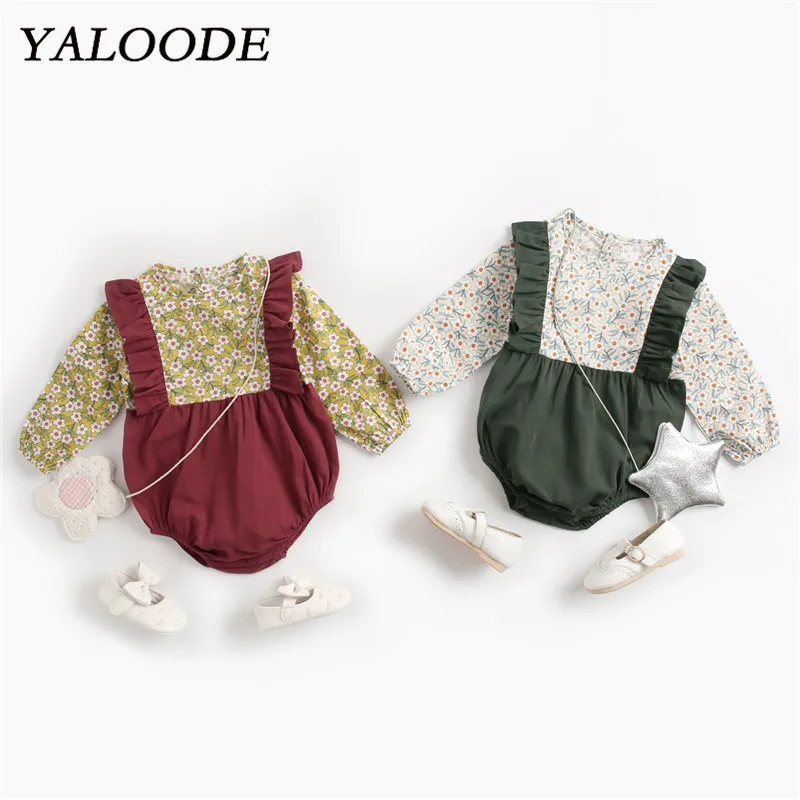 

YALOODE Baby Romper Cotton Print Long Sleeve Newborn Infant Jumpsuit Spring Summer Baby Girl Boy Clothes Outfit 0-4T