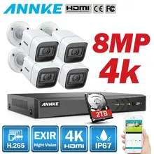 ANNKE 4K со сверхвысоким разрешением Ultra HD, 8CH охранного видеонаблюдения Системы 8MP 5in1 H.265 DVR с 4 шт. 8MP на открытом воздухе для любых погодных условий CCTV камеры видеонаблюдения комплект