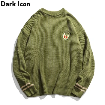 

Dark Icon Avocado Green Sweater Men Pullover Knitwear Oversized Casual Men’s Sweater Streetwear Top For Female