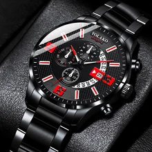 reloj hombre Mens Fashion Business Watches Men Business Casual Stainless Steel Quartz Watch Man Calendar Clock relogio masculino