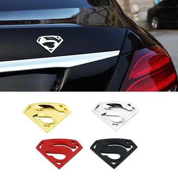 

10pcs 3D chrome metal Superman emblem badge Motorcycle car accessories Car styling Funny car stickers for bmw benz audi 5.5*3.5