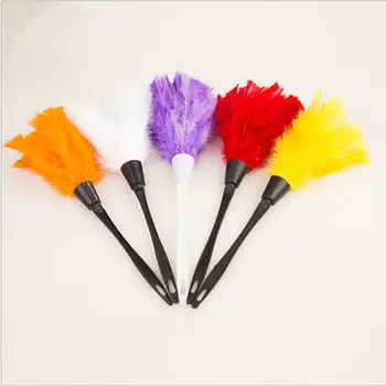 

1PC Turkey Feather Duster Colorful Anti-static Plastic Handle Cleaning Dust Dashboard Car Cleaner Portable Tools for Household