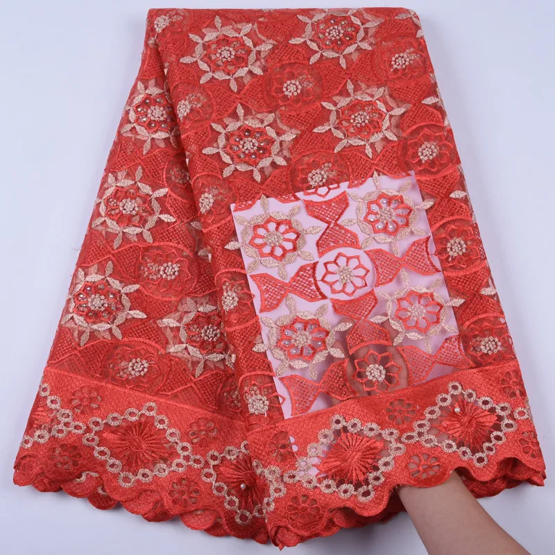 African Lace Fabric Women Fashion Beautiful Orange Color High Quality Net Embroidery French Tulle For Wedding F802 | Дом и сад