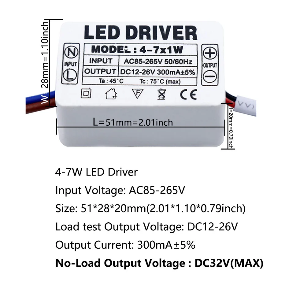 LED-Treiber 300mA 1-3W 3-5W 4-7W 8-12W 12-18W 18-25W 25-36W LED-Netzteil 350mA AC90-265V Beleuchtungstransformatoren für LEDs – Detail 3