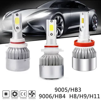 

6x C6 LED Headlight Bulbs COB LED Car Lights H10 H11 9005 9006 6000K-White 72W 12V 7200LM Aluminum Alloy Copper Auto Headlamps