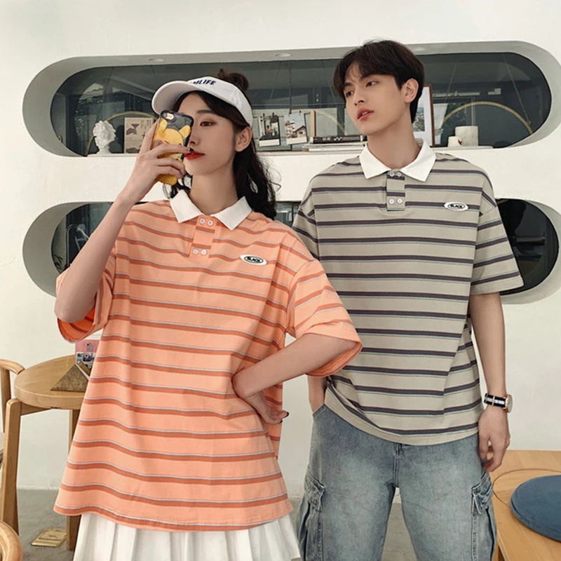 

2020 summer new hot sale stripe Cotton t shirt Harajuku Casual business style clothes Oversized hot sale Men/women Streetwear