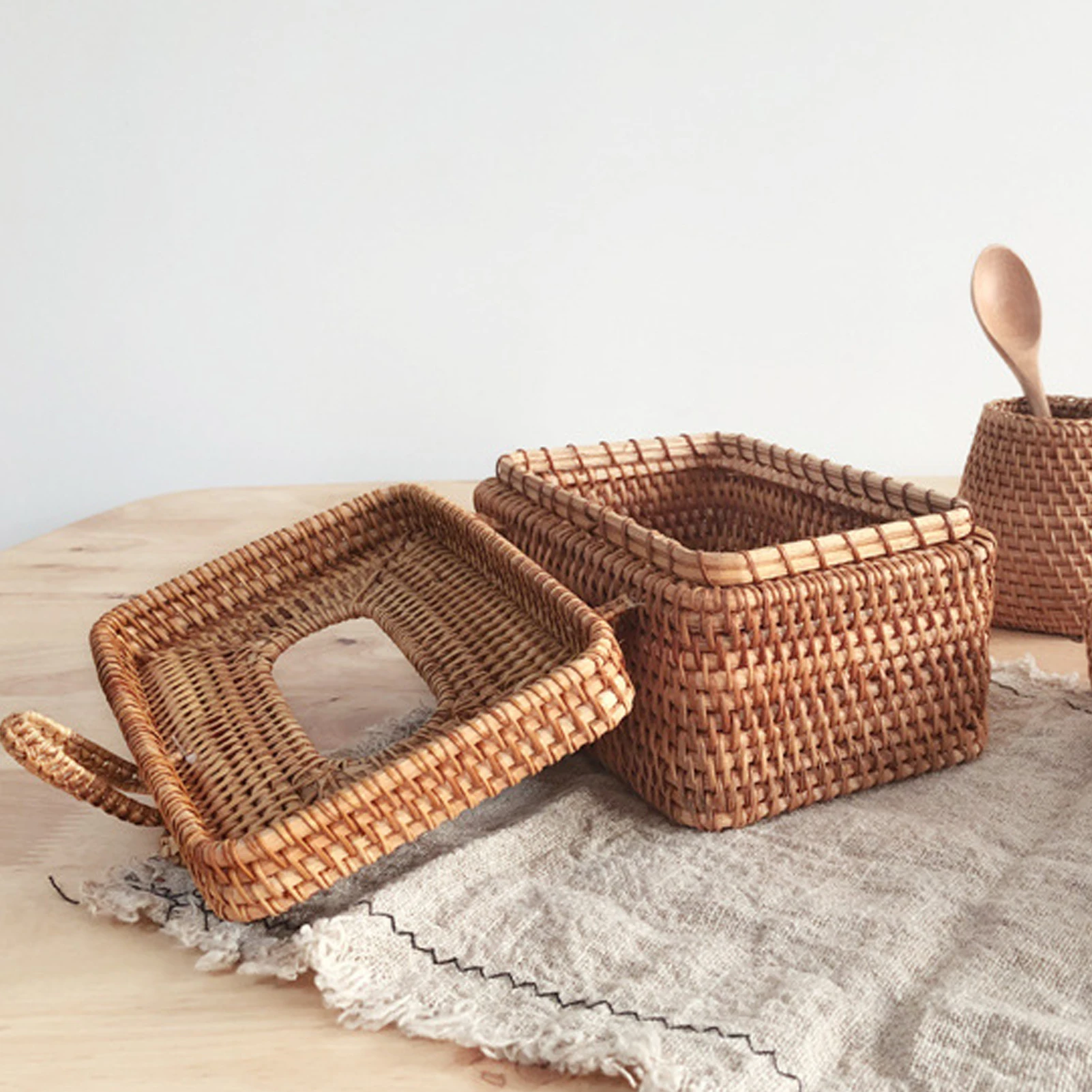 Tissue Box Eco-friendly Large Capacity Rattan Rectangular Facial Paper Holder High Toughness Space-saving Burr Free Great Boxes 4