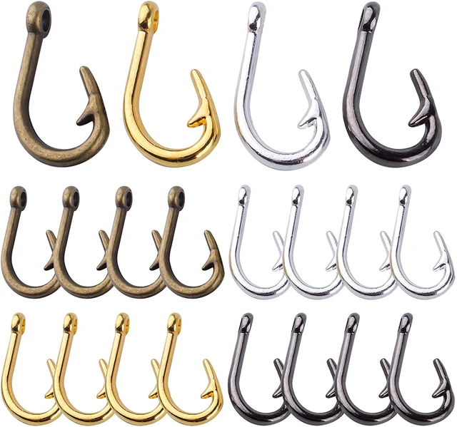 20pcs Fish Hook Charm Pendants Alloy Fishhooks Charms Craft