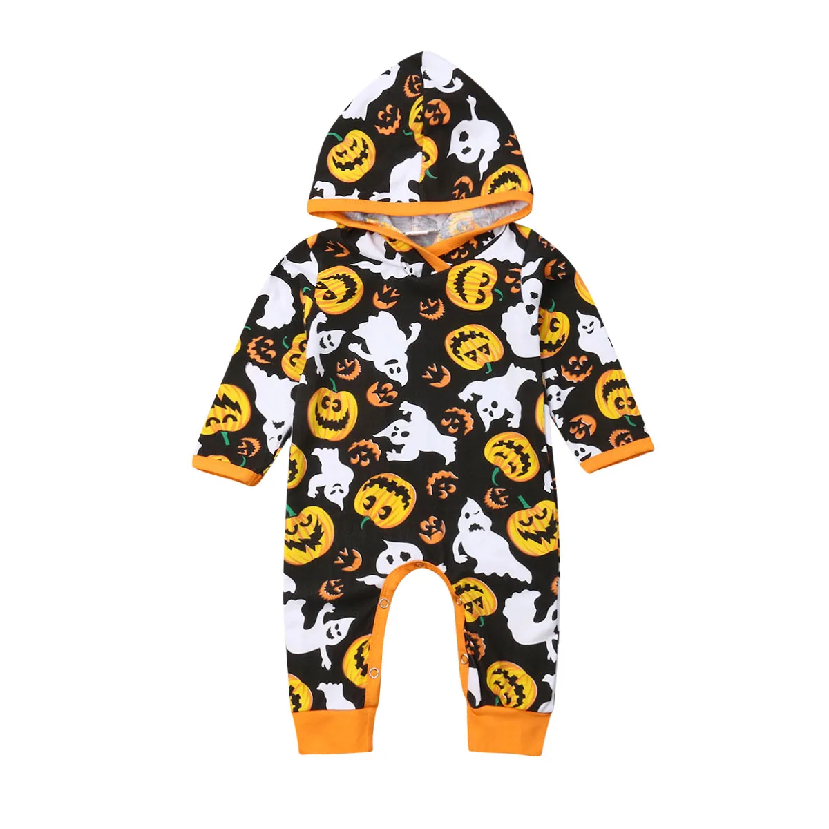 Newborn Kids Baby Boys Clothes Halloween Pumpkin Hooded Romper Long Sleeve Rompers Cotton Jumpsuits One Piece Clothes Outfits