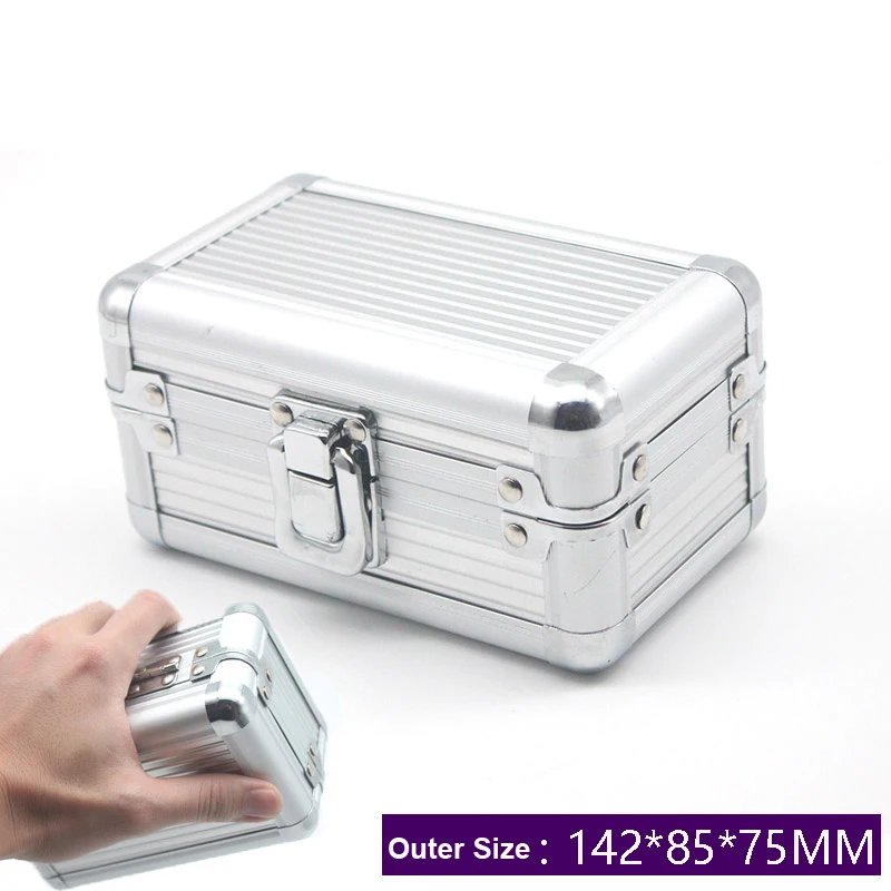 

Aluminum Alloy Toolbox Suitcase Instrument Box Equipment File Box Cosmetic Case Aluminum Case Tool Box with Sponge 142*85*75mm
