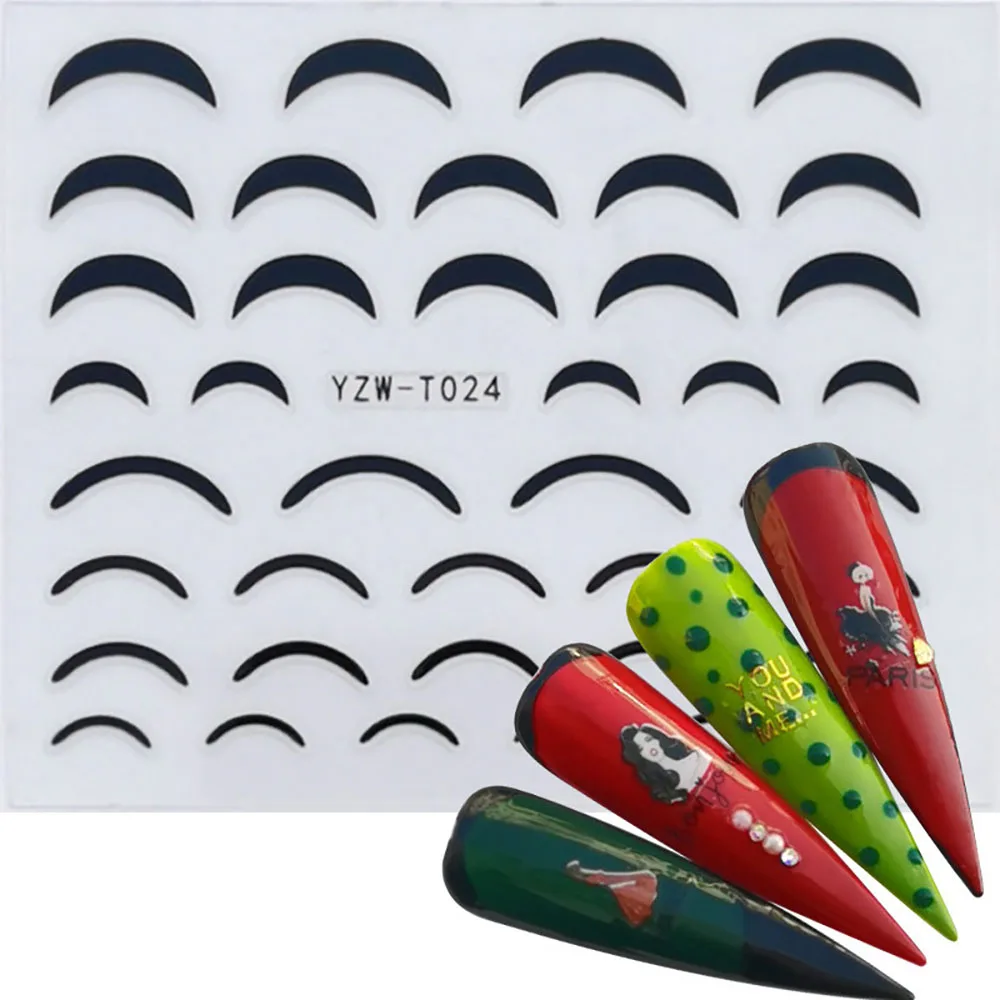 Nail Stickers for Manicure Nail Sticker Sliders For Nails Decal Self-adhesive Nails Figures Transfer Black DIY Accessories