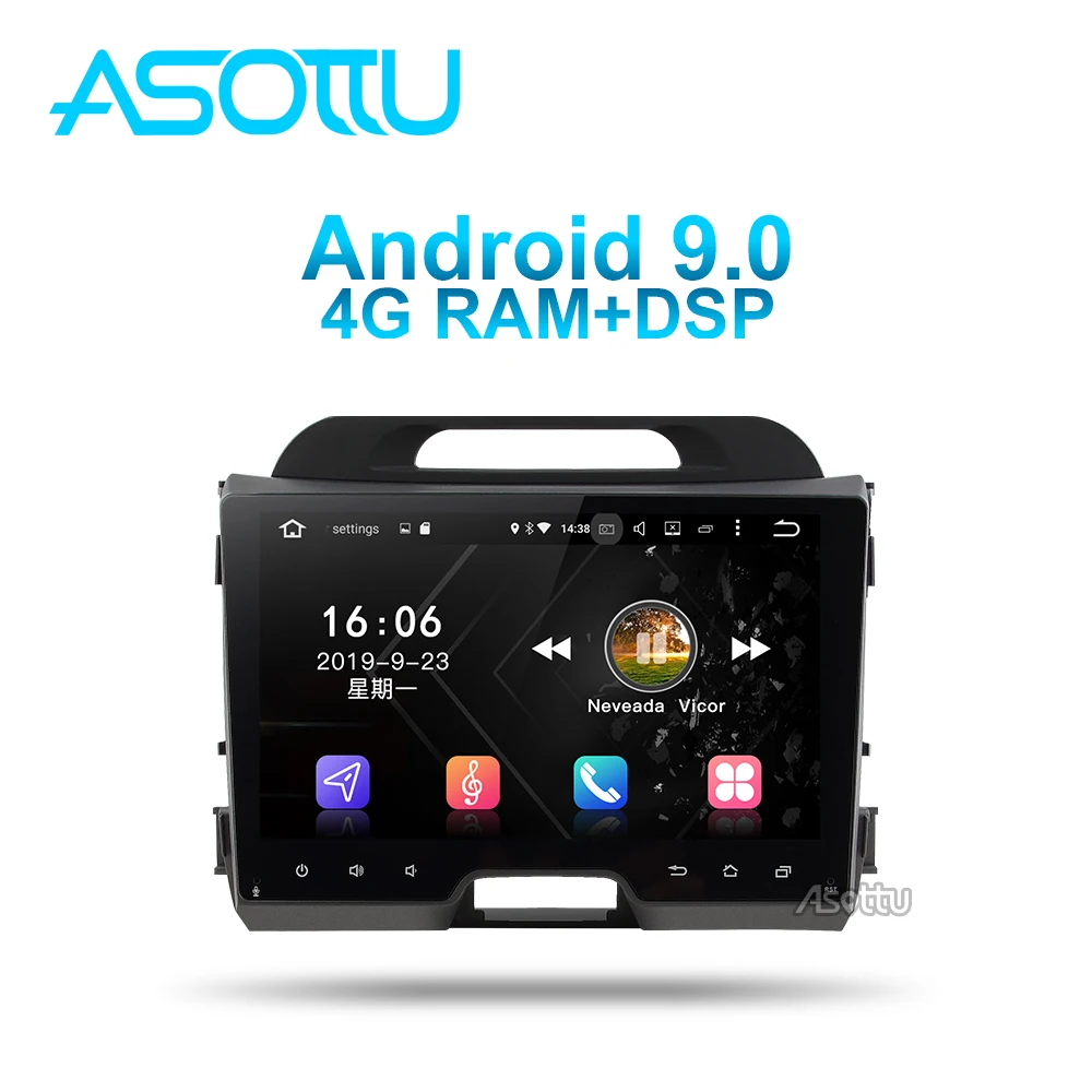 Автомобильный dvd Asottu KI602 Android 9,0 PX6 для KIA sportage 2011 2012 2013 головное устройство gps навигация автомобильный мультимедийный плеер