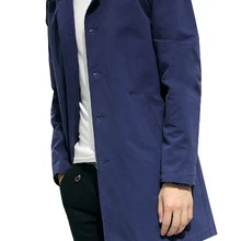 Мужской плащ, длинная Мужская одежда, весна и осень, с отворотом, рабочая, одноцветная ветровка, мужское длинное пальто, большой размер, хлопковое пальто