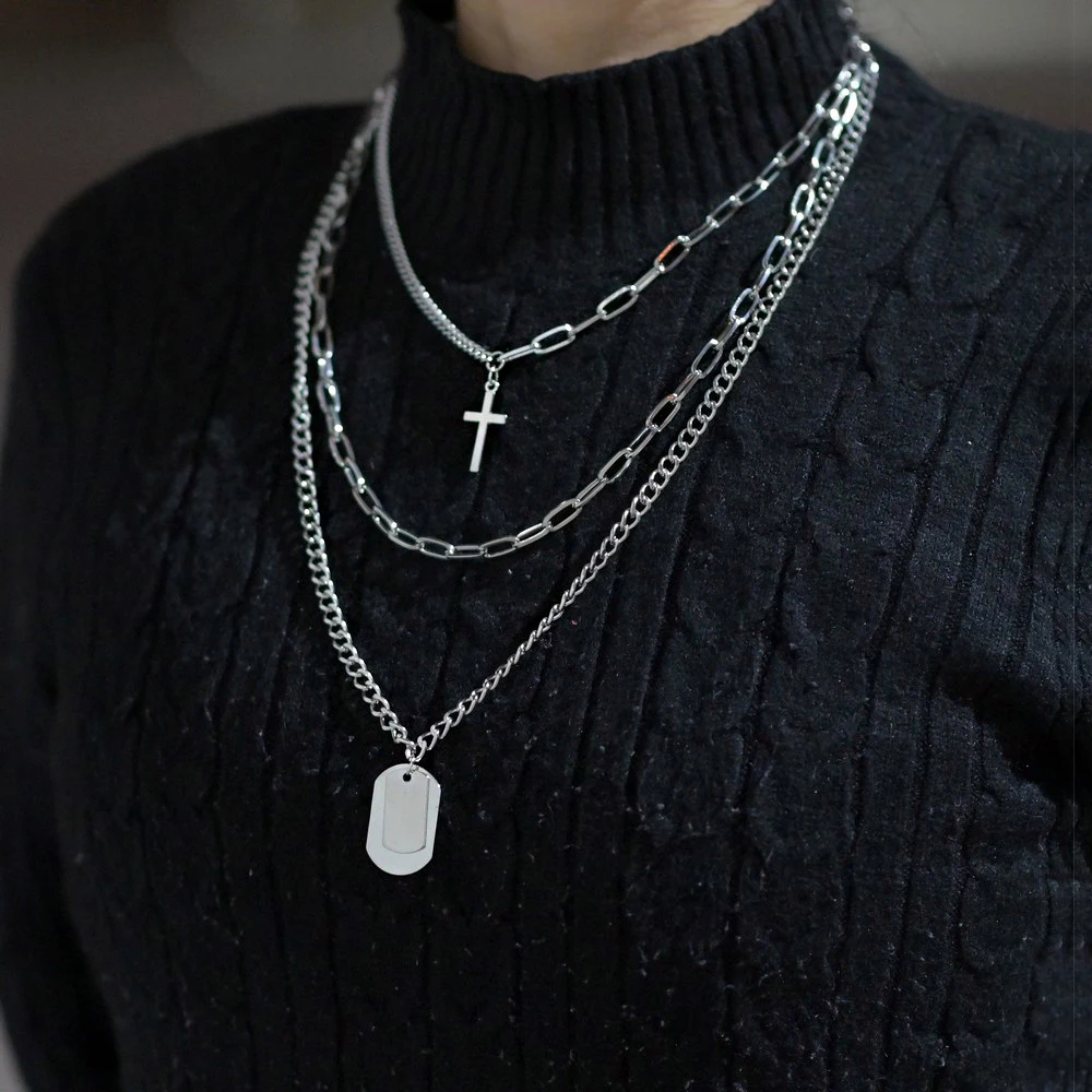 Fashion Unisex Multilayer Hip Hop Long Chain Necklace For Women Men Jewelry Gifts Key Cross Pendant Fashion Unisex Multilayer Hip Hop Long Chain Necklace For Women Men Jewelry Gifts Key Cross Pendant