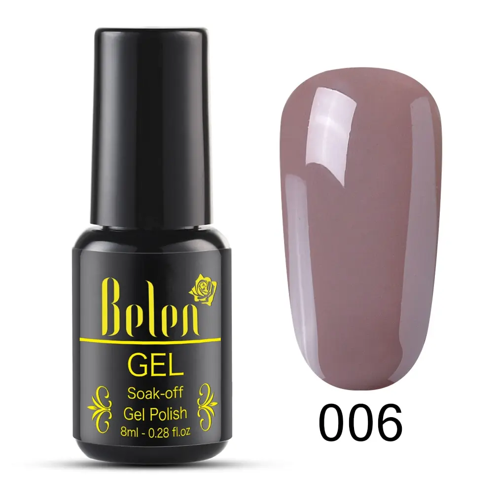 006 Belen 8 мл УФ-гель для ногтей чистый цвет полуперманентный лак геллак замачиваемый полуперманентный гель лак es - Цвет: 006