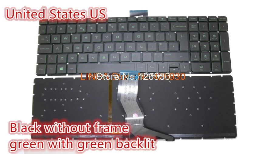 Клавиатура для ноутбука hp Pavilion 15-AB000 15-AB 15-AK 15-BC 17-AB 15z-AB100 US серый черный/серебристый без рамки с подсветкой
