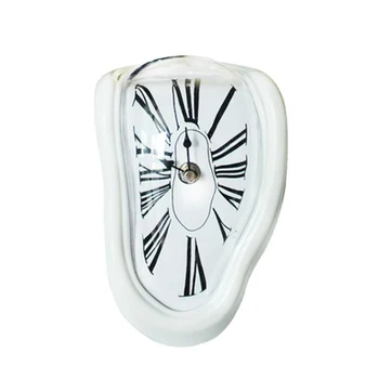 

Melting Clock, Block-Type Twisted Clock,Melted Clock for Decorative Home Office Shelf Desk Table Funny Creative Gift