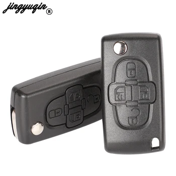 

jingyuqin 4 Button VA2/HU83 Flip Folding Remote Fob Key Shell Case For Citroen C8 For Peugeot 1007 Replacement Blank