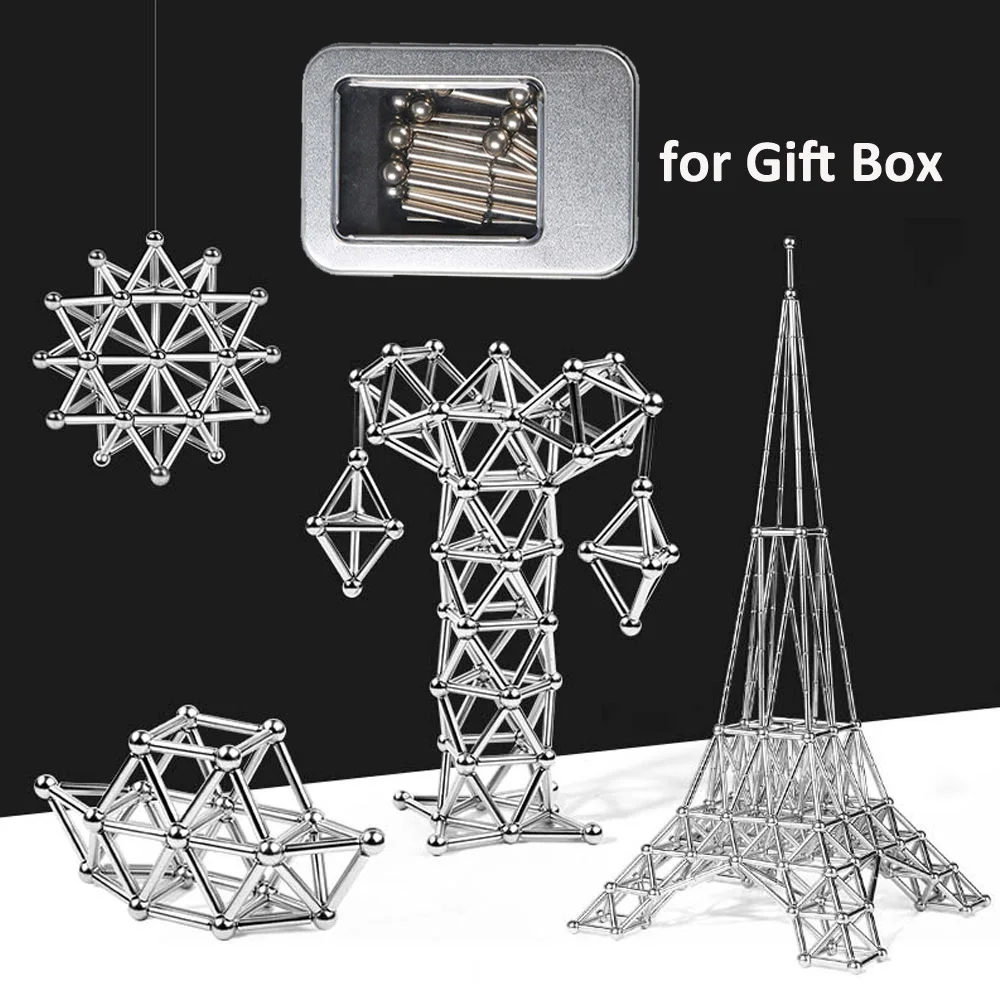 

DIY Magnetic Designer Magnetic Building Blocks Construction Set Magnetic Sticks & Steel Balls Magnet Toys for Children Adults