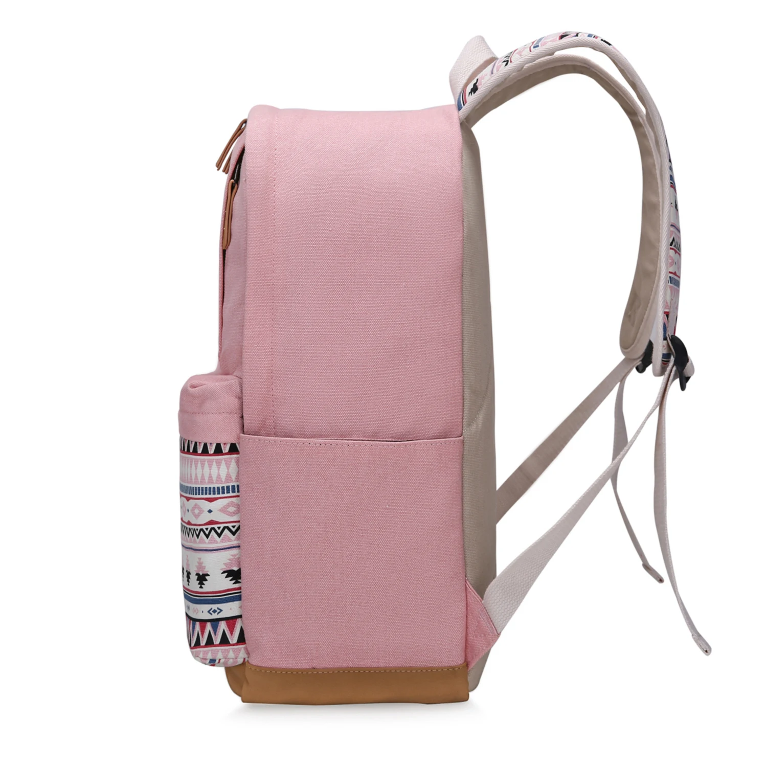 ECOSUSI холщовый рюкзак с вышивкой, женская сумка для ноутбука, розовая школьная брендовая сумка для девочек-подростков, винтажный женский рюкзак для путешествий