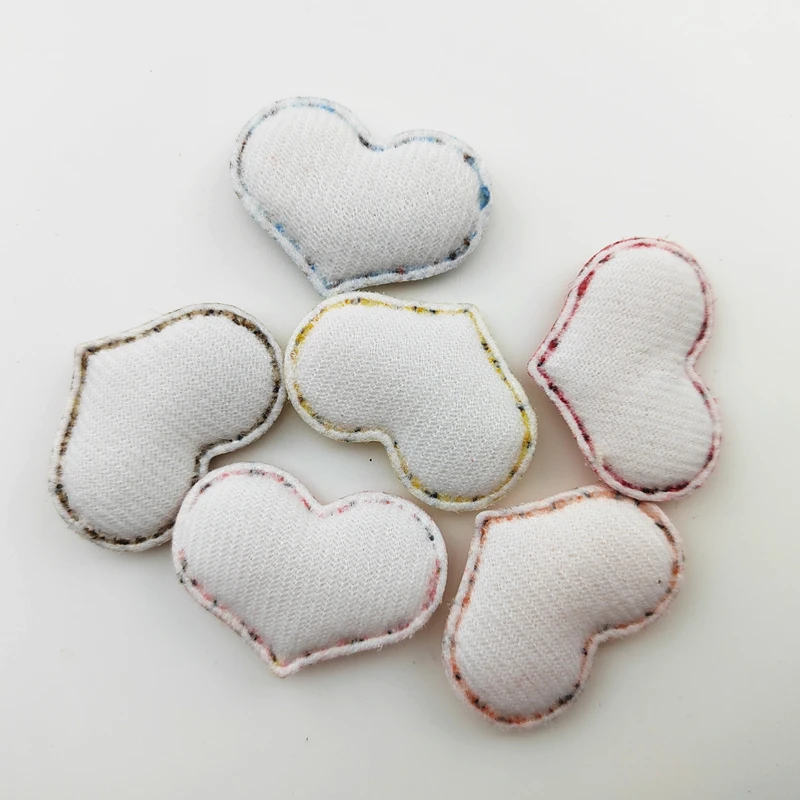 48 Teile/los 40*32mm Gepolsterte Plüsch Patches Herz Applique für Handgemachte Kleidung Hut Nähen Liefert DIY Haarnadel haar Band Zubehör – Detail 10