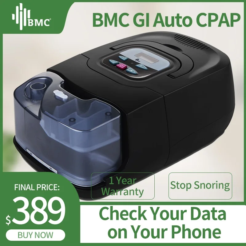 BMC GI Авто CPAP чернаямашина для пациентов с храпом и Апноэ Терапии по домашнему устройству с увлажнитель и носовой маской