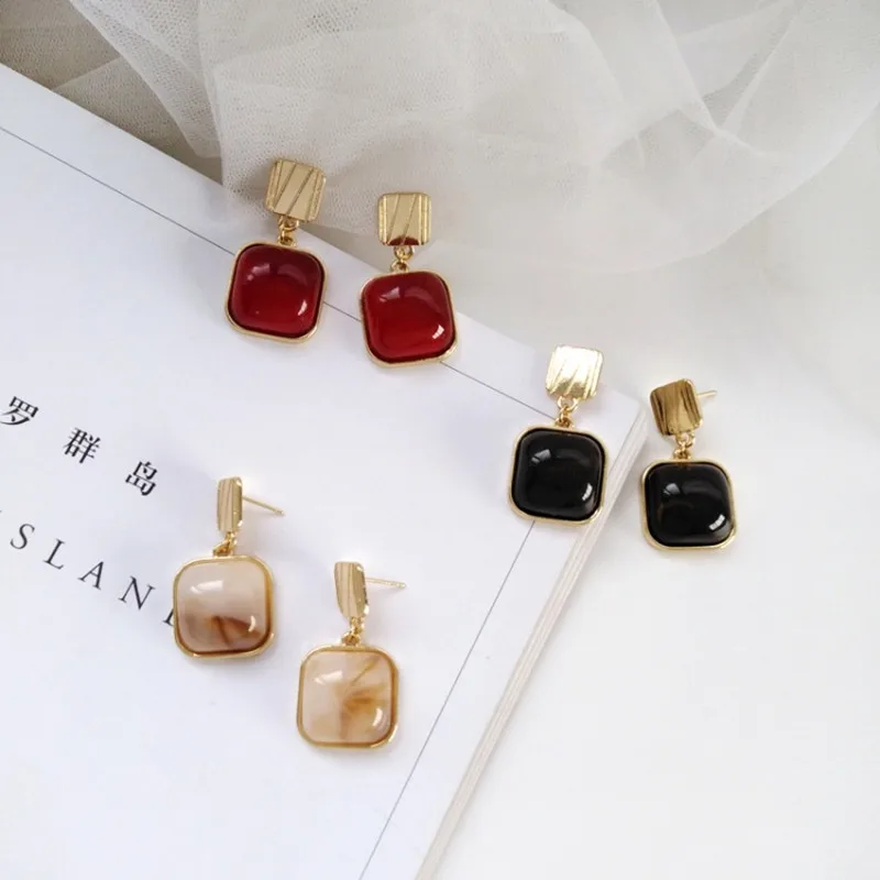 Enamel Fashion Zinc Alloy Metal Green Drip Stud Earrings Geometric Exaggerate Jewelry Accessories