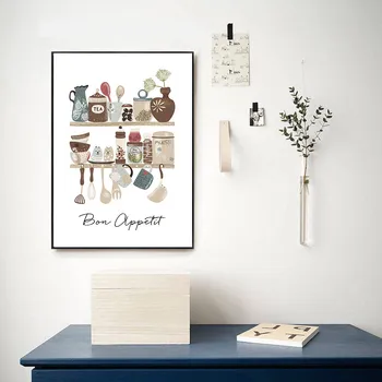 

Tableware Canvas Painting Wall Art Nordico Poster Print Modern Print Painting Quotes Wall Pictures For Kitchen Home Decoration