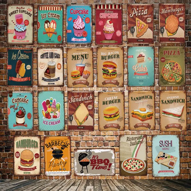 [DecorMan] фастфуд суши хэнбургер стендвич кекс жестяные вывески на заказ оптовая