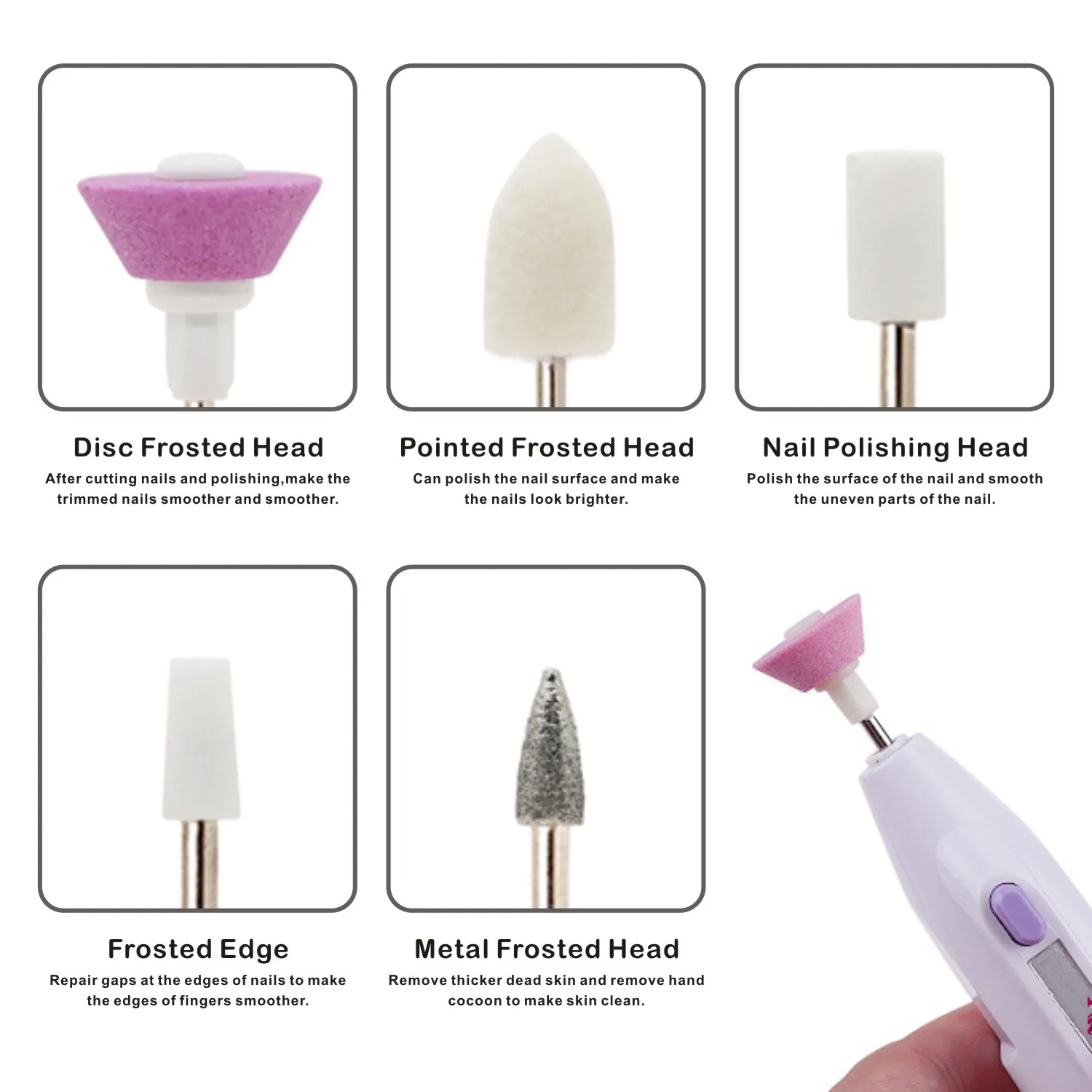 5 in1 Mini Nail Polishing Machine Electric Manicure Drill Machine Accessory Pedicure Gel Polish File Buffer Nail Art Tools