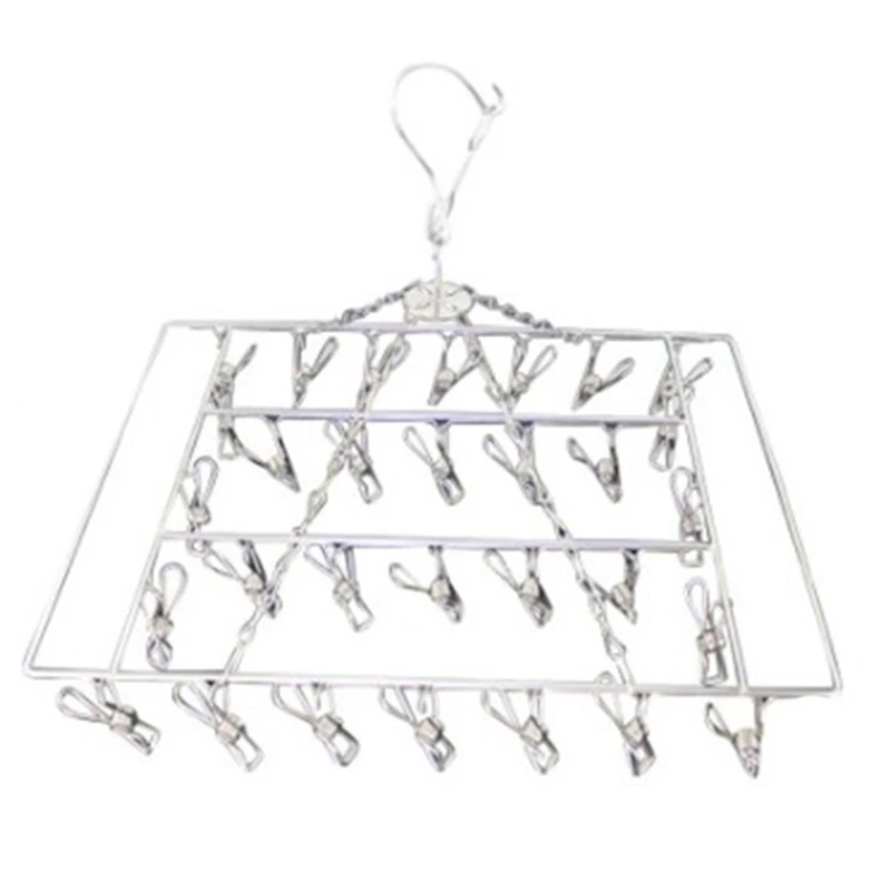 

Stainless Steel Drying Racks Laundry Hanger with Set of 30x Clothespins for Drying Clothing Towels Diaper Underwear Socks