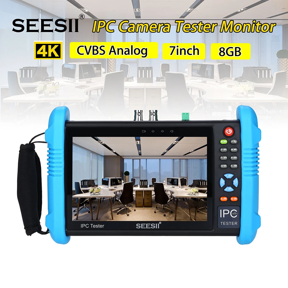 

SEESII 9800PLUS 7" IP Touch Screen Camera Tester 4K 1080P IPC CCTV Monitor CVBS Video Audio POE Test HDMl Output Discovery 8GB