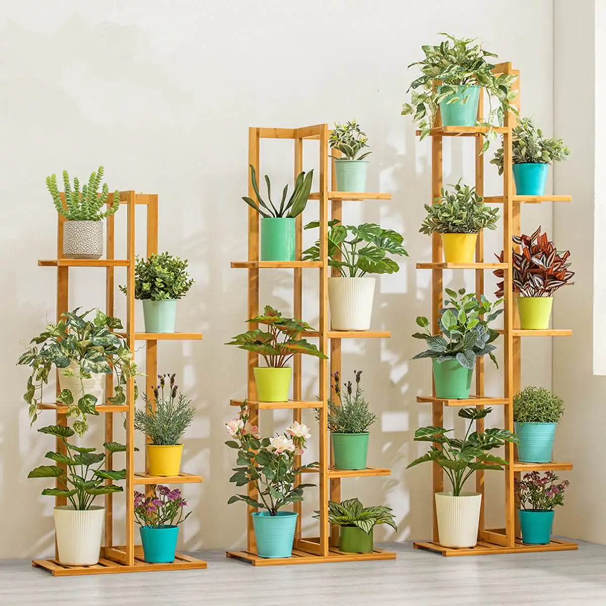 

Bamboo 5 / 6 /7 Tier Plant Stand Rack Multiple Flower Pot Holder Shelf Indoor Outdoor Planter Display Shelving Unit for Patio