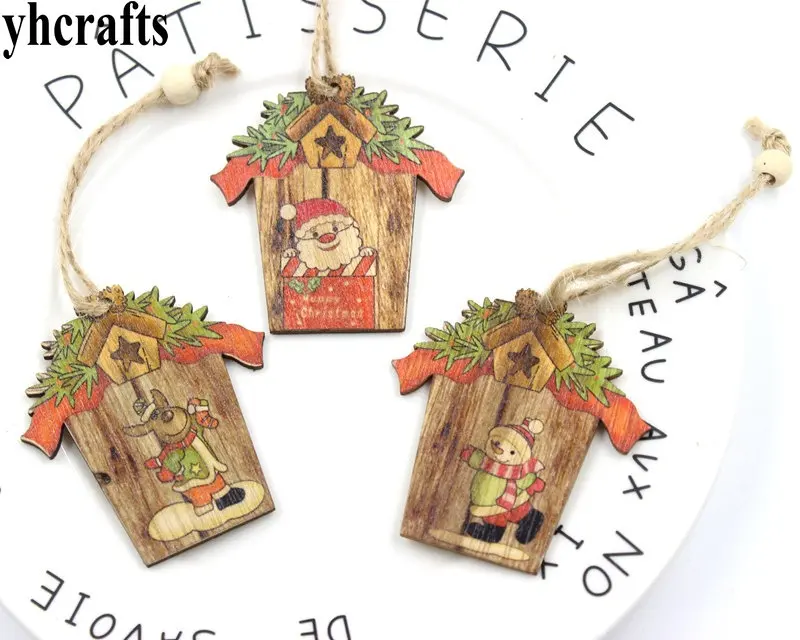 5-6 pièces/LOT. creative oiseau maison joyeux arbre de noël cintre noël pendentif décorer cadeaux fête faveur ornements maternelle décalcomanies (lot de 6)