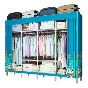 

M8 Net Red Wardrobe Simple Cloth Full Steel Frame Thickening Bold Detachable Double Hanging Fabric Home