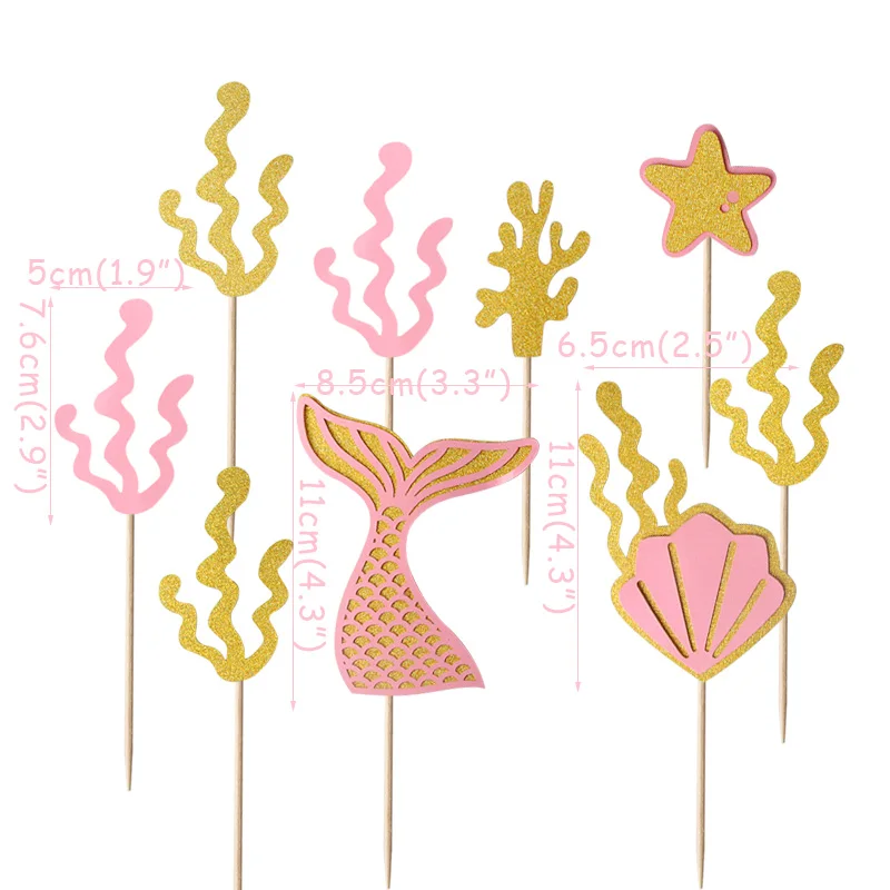 1set K topper DIY Cake decoration Glitter mermaid Cake topper Tail/shell/seahorse cupcake supplies Happy birthday party decor kids Babyshower - Цвет: 1set K topper