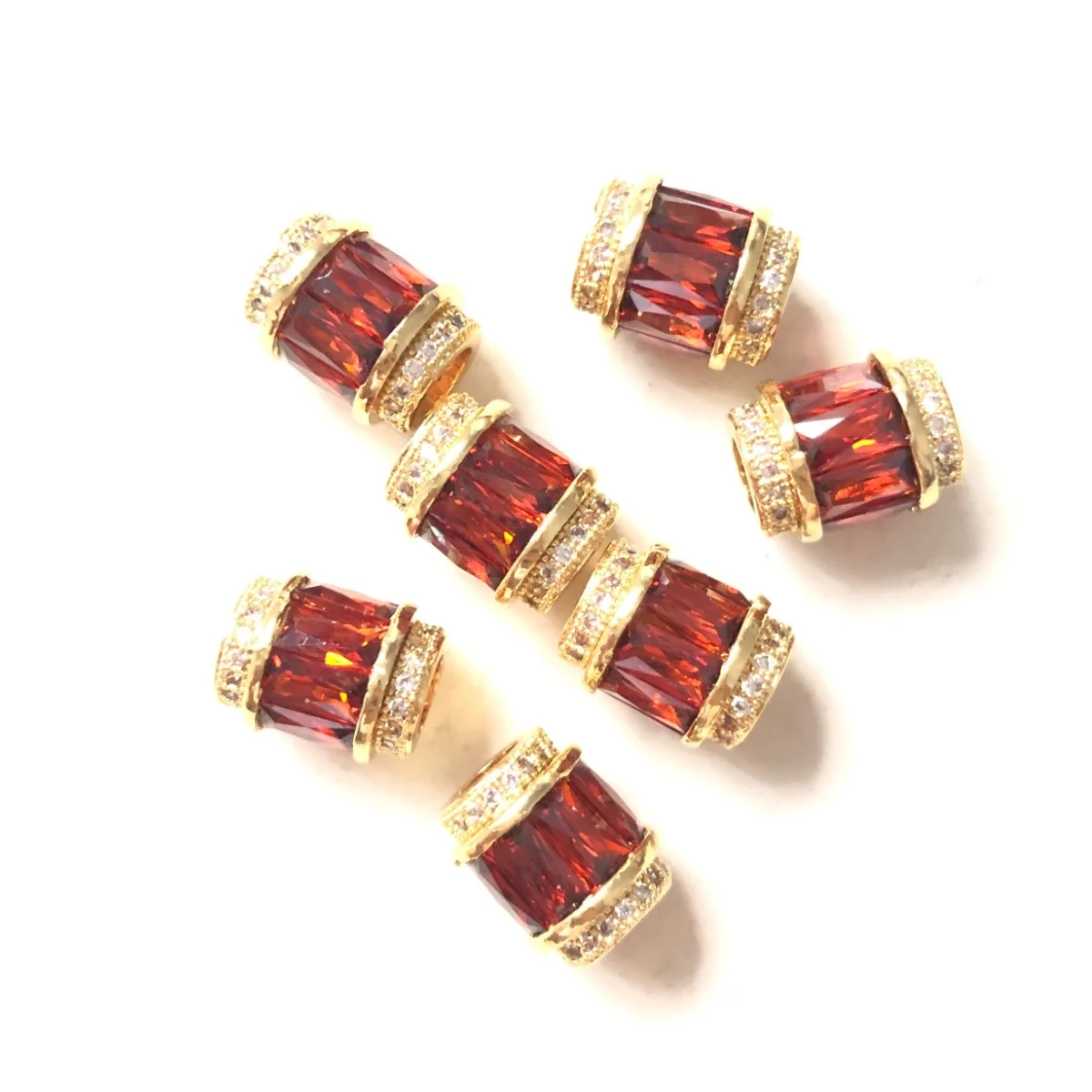 10pcs 9.5x12mm Red Rhinestone Paved Hole Spacers Beads for Women Bracelet Girl Earring Necklace Handcrafts DIY Accessory Supply