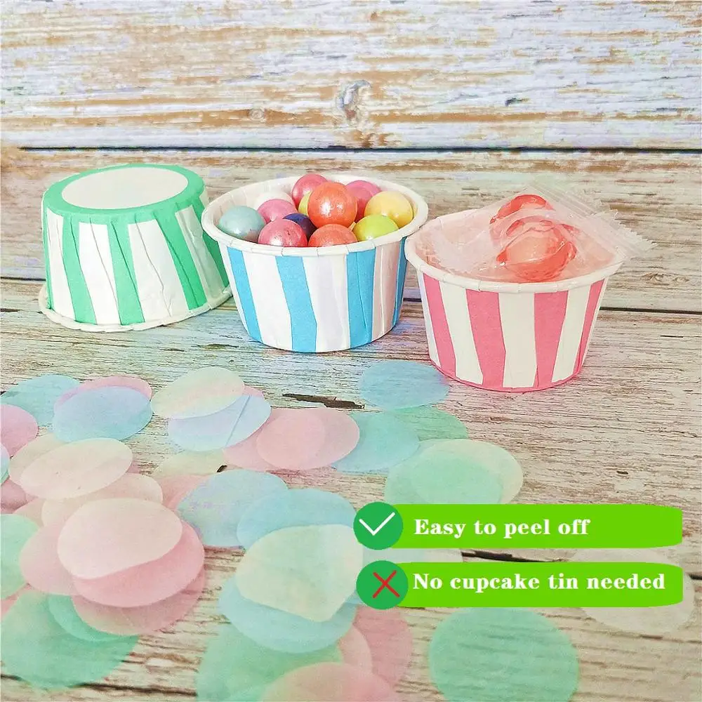 Стандартный 3 5 унции мятно розовые синие полоски чашки для выпечки средние