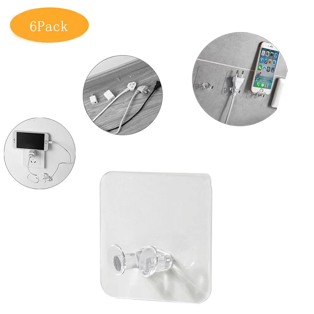 6 шт., держатель кабеля, разъем питания, крюк, сумка, вешалка для дома, настенная наклейка, органайзер, стеллажи для хранения, для кухни, офиса, гостиной, Y1
