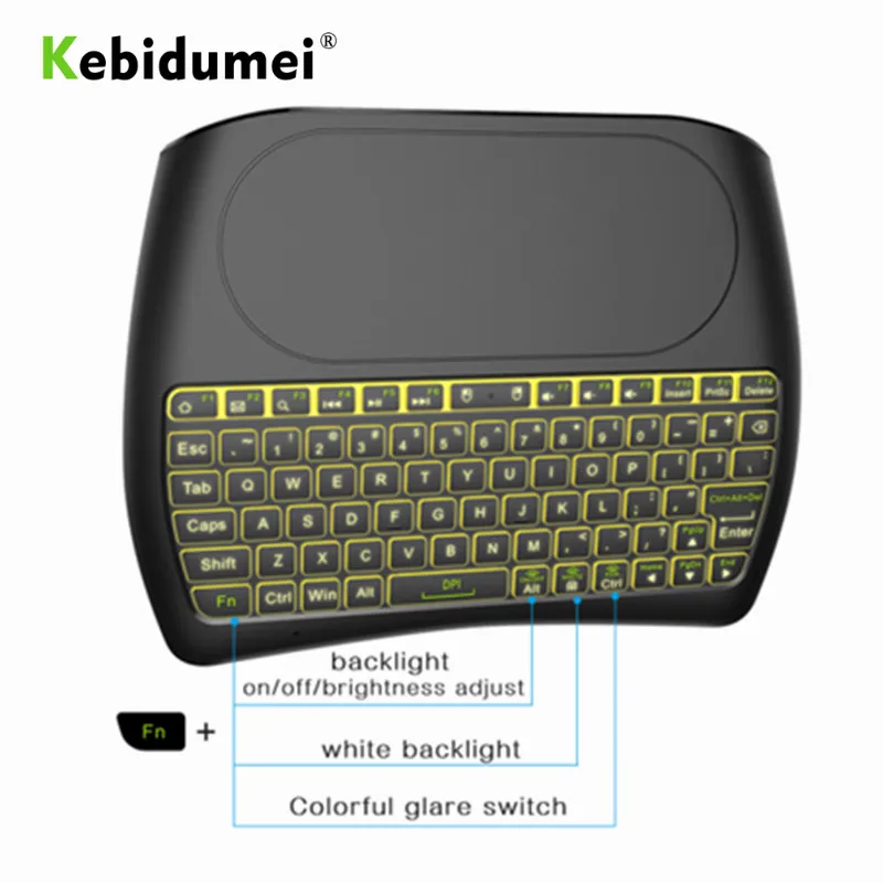 

kebidumei Backlight 2.4GHz Wireless Mini Keyboard D8 English&Russian Air Mouse Touchpad Controller for Android TV BOX