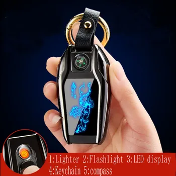 

50pcs USB Lighter lighting LED screen compass Key buckle