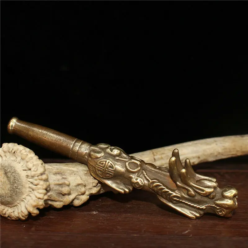 4.72&quot Collection Chinese Pure Copper Hand-Made Dragon Smoking Tool Tobacco Pipe | Дом и сад